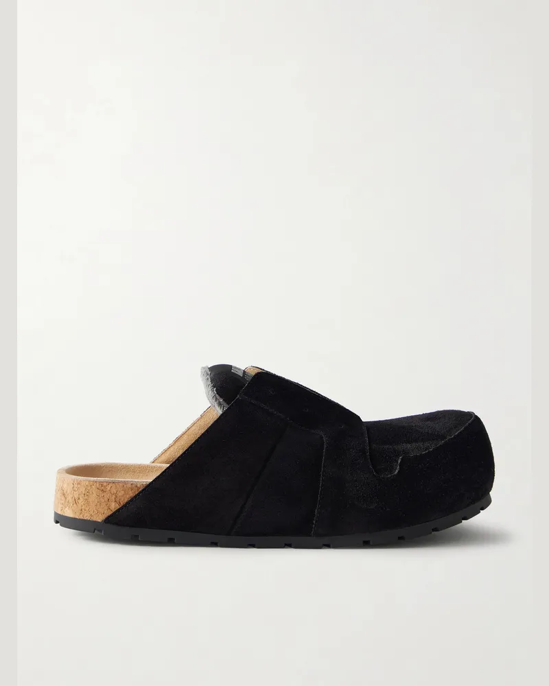 Balenciaga Dumbo Slippers aus Veloursleder Schwarz