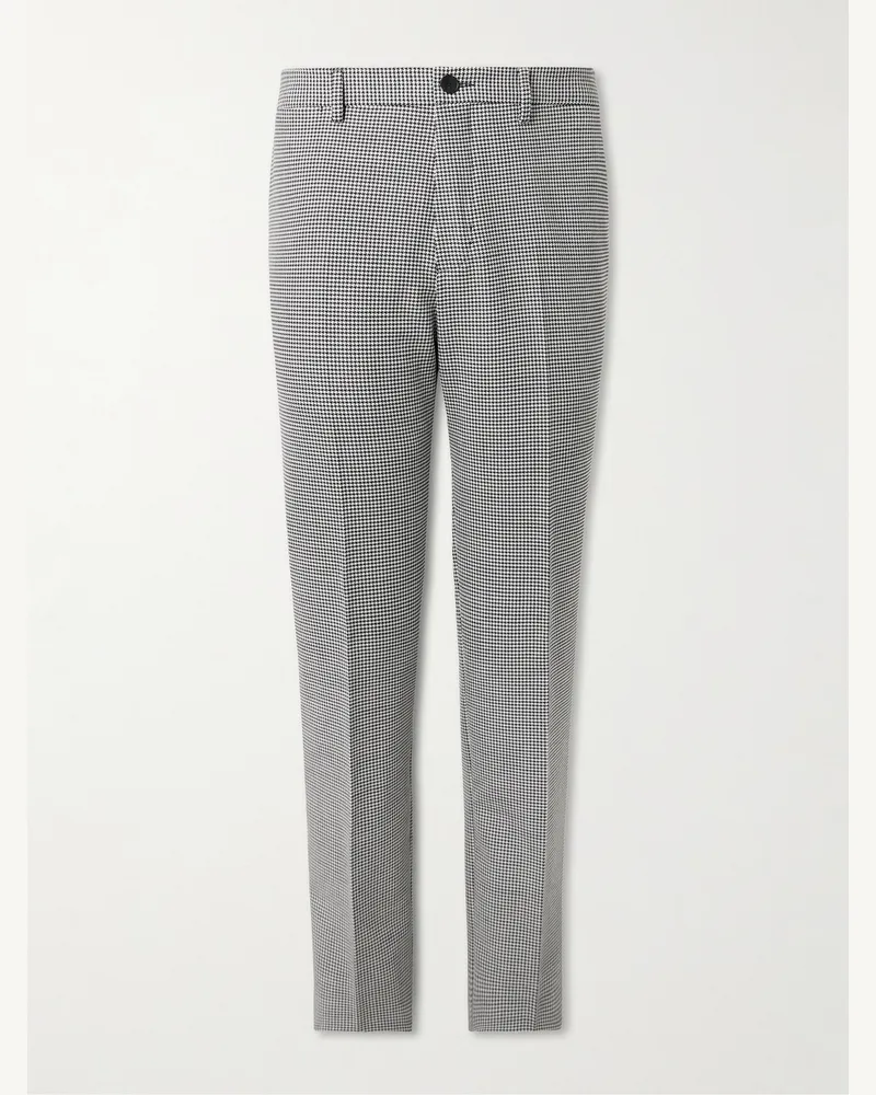 MR P. Schmal und gerade geschnittene Anzughose aus Twill mit feinem Hahnentrittmuster Grau