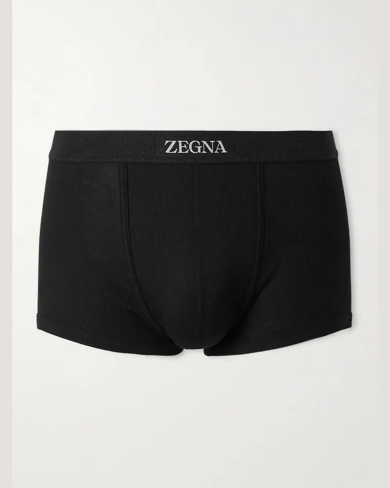 Ermenegildo Zegna Retropants aus einer Baumwoll-Modalmischung in Rippstrick Schwarz