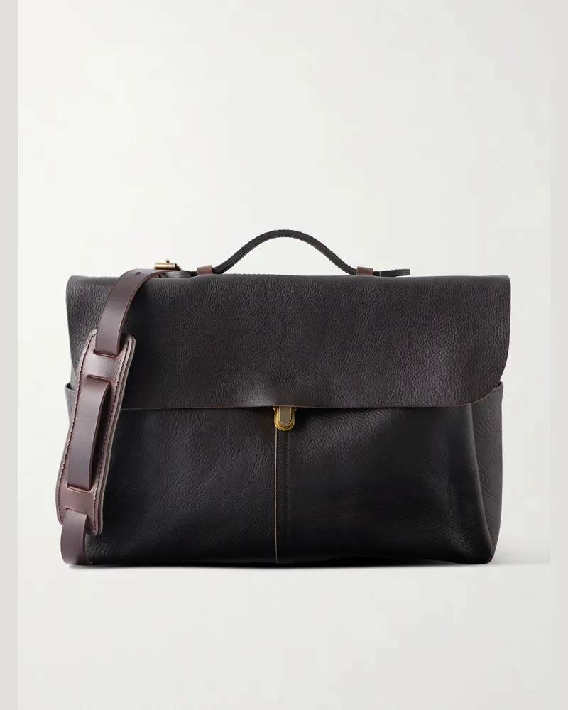 Bleu de Chauffe Charles Full-Grain Leather Briefcase Brown