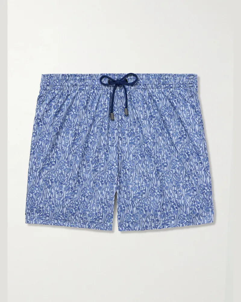Canali Gerade geschnittene mittellange Badeshorts mit Print Blau
