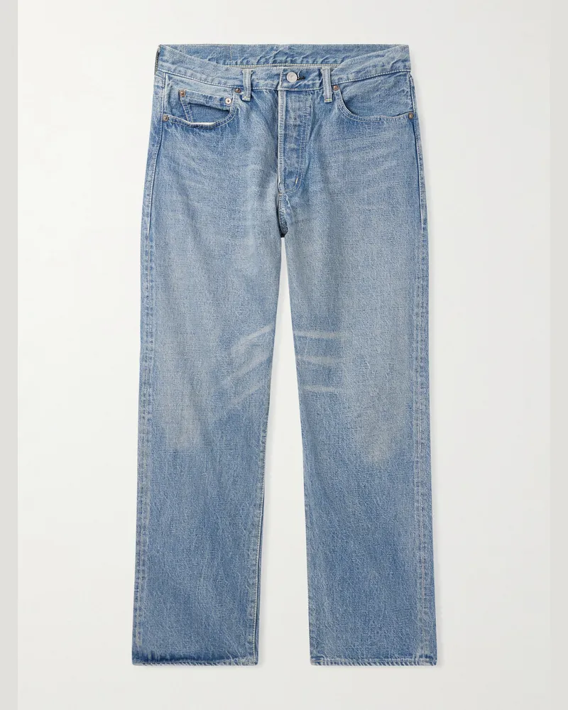 Remi Relief 1954 Straight-Leg Cropped Distressed Jeans Blue