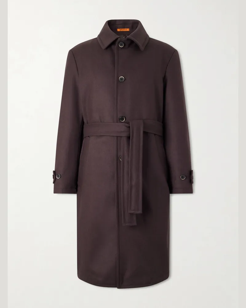 BARENA Belted Wool-Blend Coat Brown