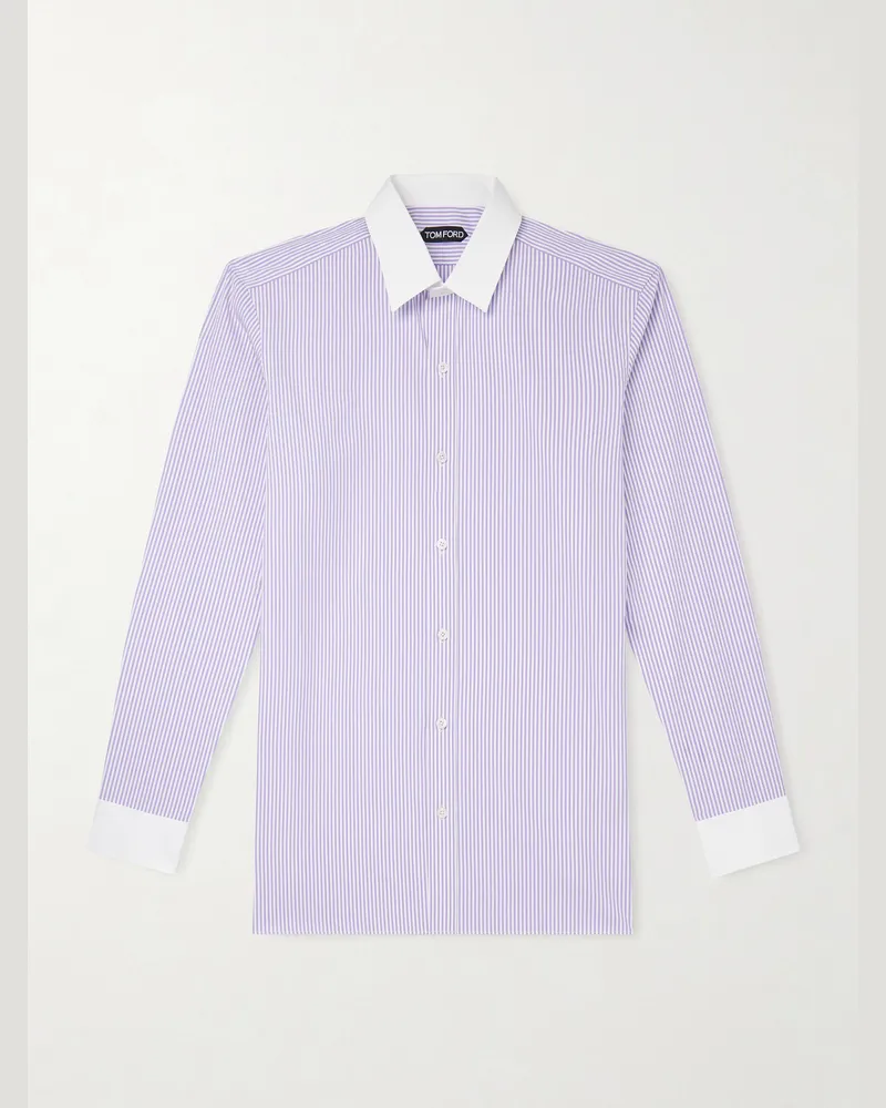 Tom Ford Hemd aus gestreifter Baumwollpopeline Lila