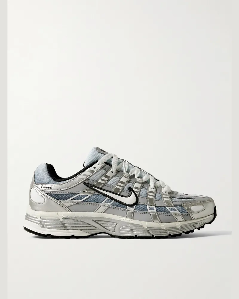 Nike P-6000 Sneakers aus Leder und Mesh Silber