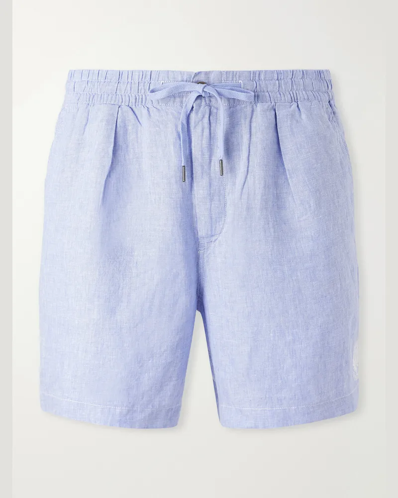 Ralph Lauren Wimbledon Straight-Leg Linen-Woven Shorts Blue