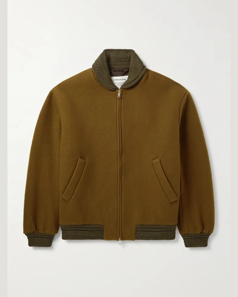 A Kind Of Guise Bajar Virgin Wool and Cashmere-Blend Bomber Jacket Green