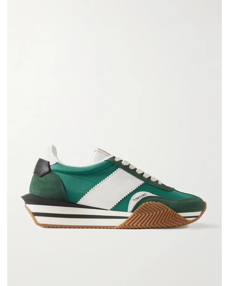 Tom Ford James Sneakers aus Veloursleder und Nylon mit Gummibesatz Grün
