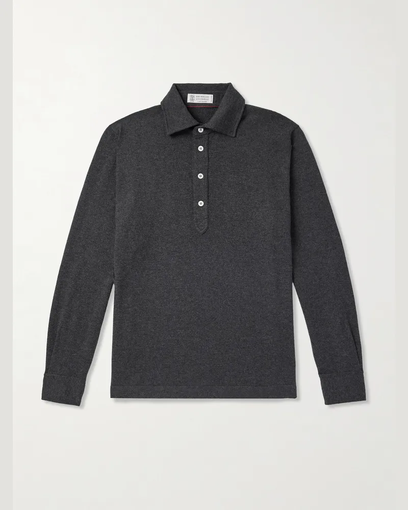 Brunello Cucinelli Pullover aus Kaschmir mit Polokragen Grau