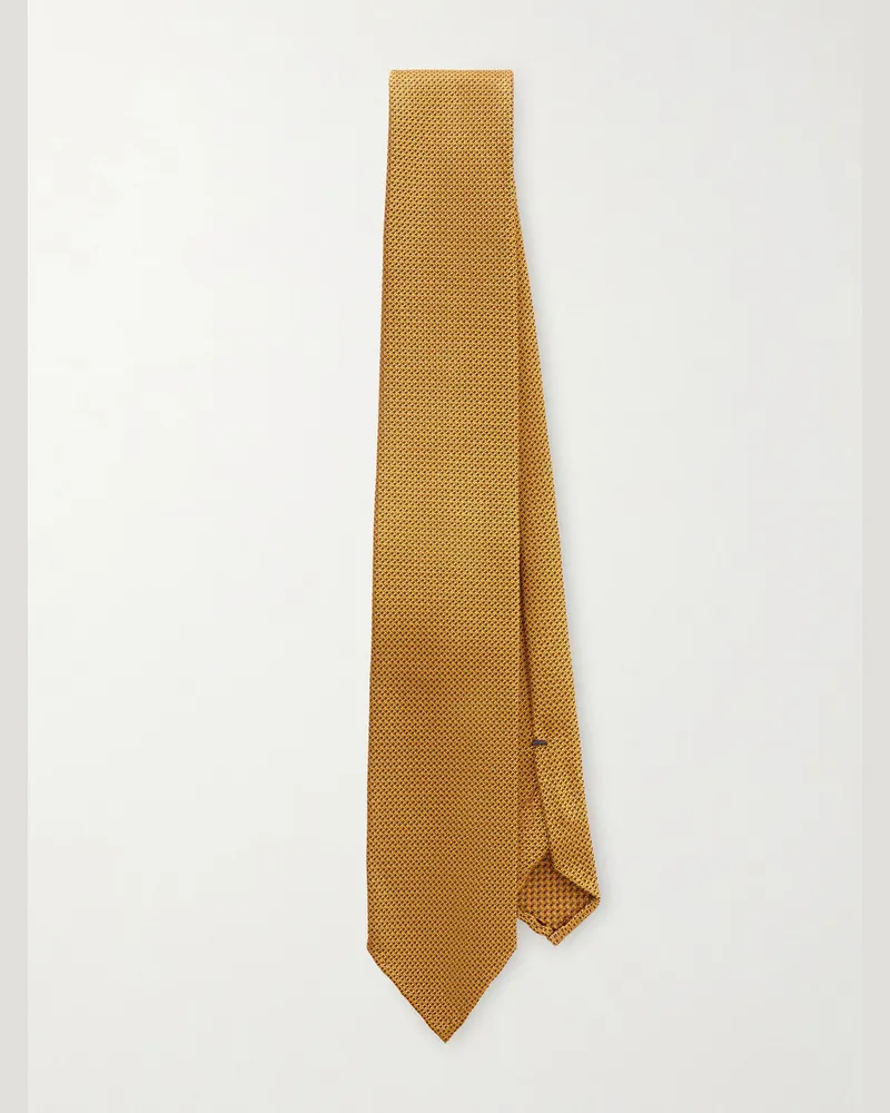 De Petrillo 7cm Silk-Jacquard Tie Gold
