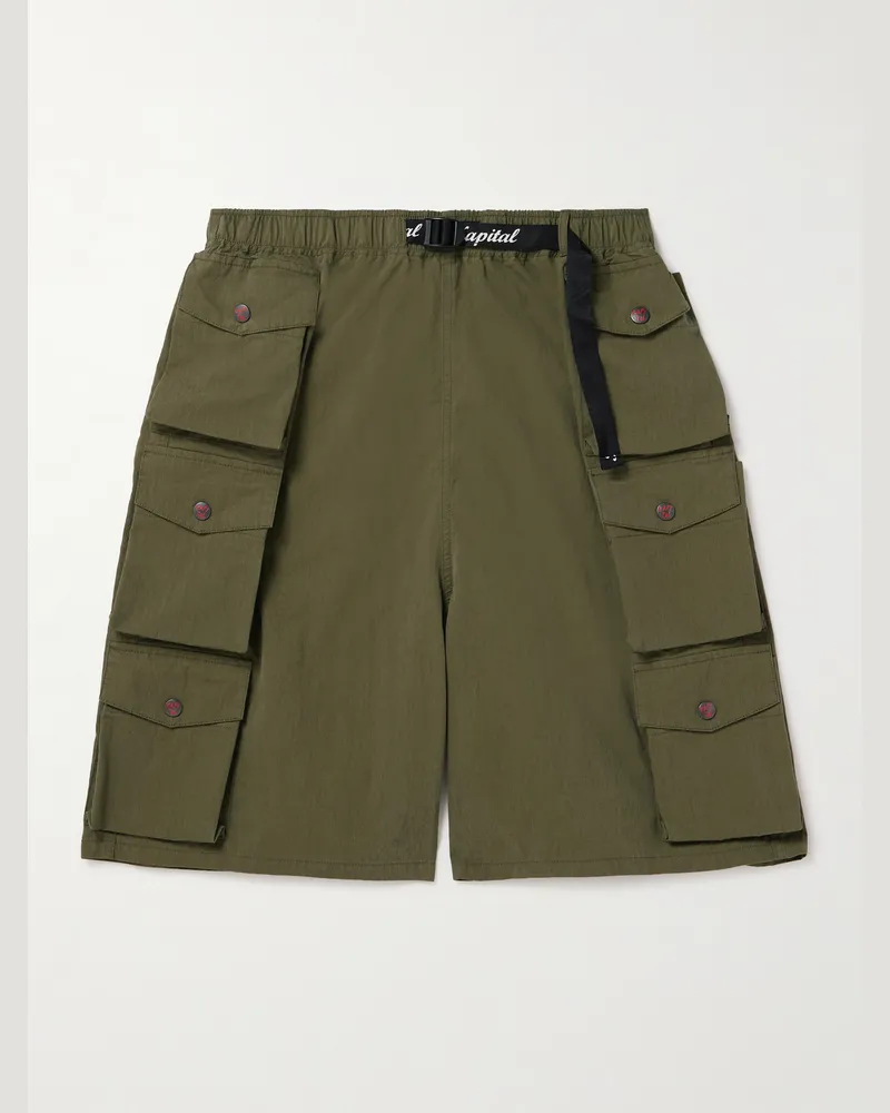 KAPITAL Cargoshorts aus Ripstop aus einer Baumwoll-Nylon-Mischung mit Kordelzugbund Grün