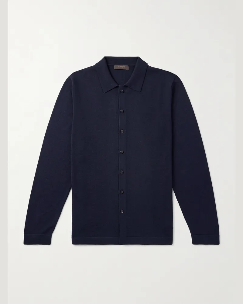 Incotex Cardigan aus Wolle Blau
