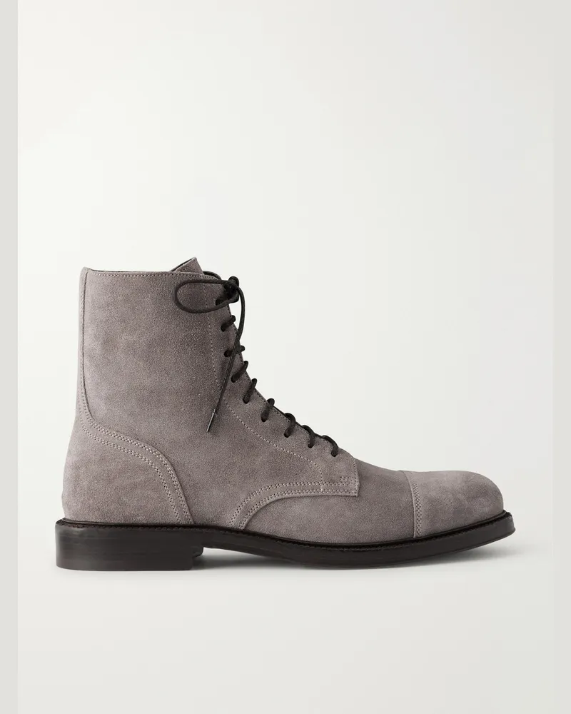 Brunello Cucinelli Suede Derby Boots Gray