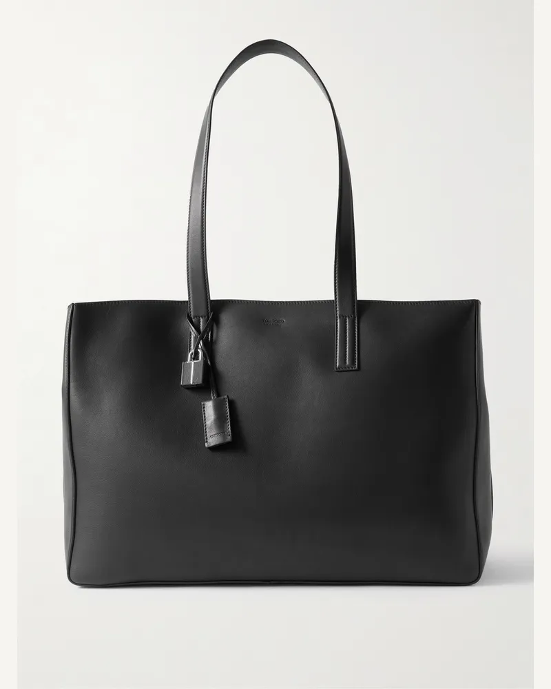 Tom Ford Tote aus Leder mit Logoprägung Schwarz