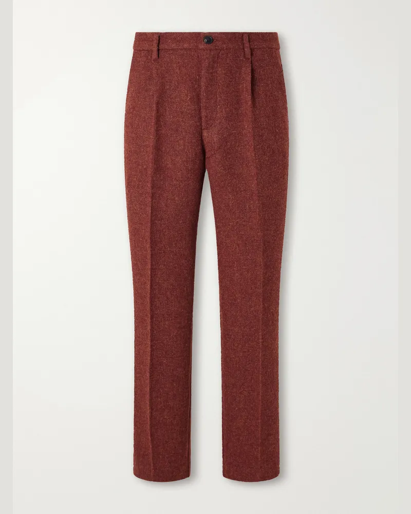 Portuguese Flannel Terroir Straight-Leg Pleated Wool-Twill Trousers Red
