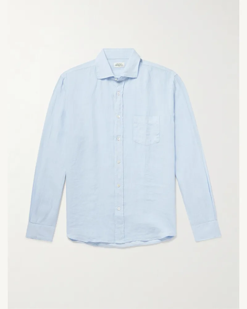 Hartford Paul Pat Hemd aus Leinen Blau