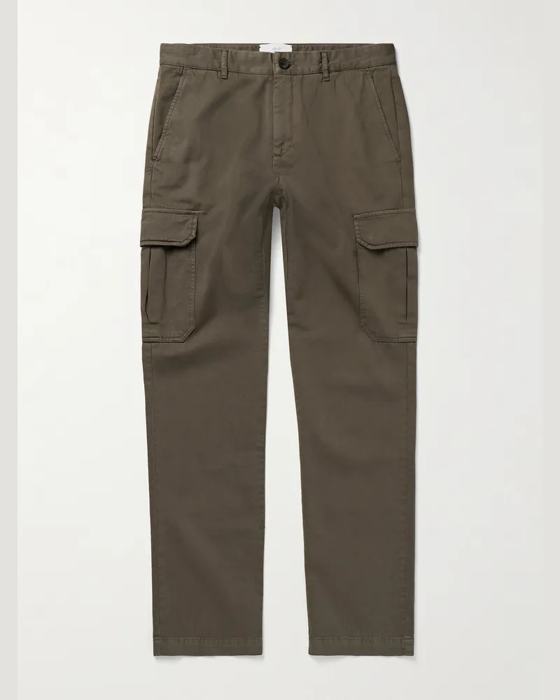 MR P. Samuel schmal und gerade geschnittene Cargohose aus Biobaumwoll-Twill Grün