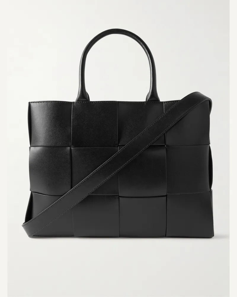 Bottega Veneta E/W Arco kleine Tote aus Intrecciato-Leder Schwarz