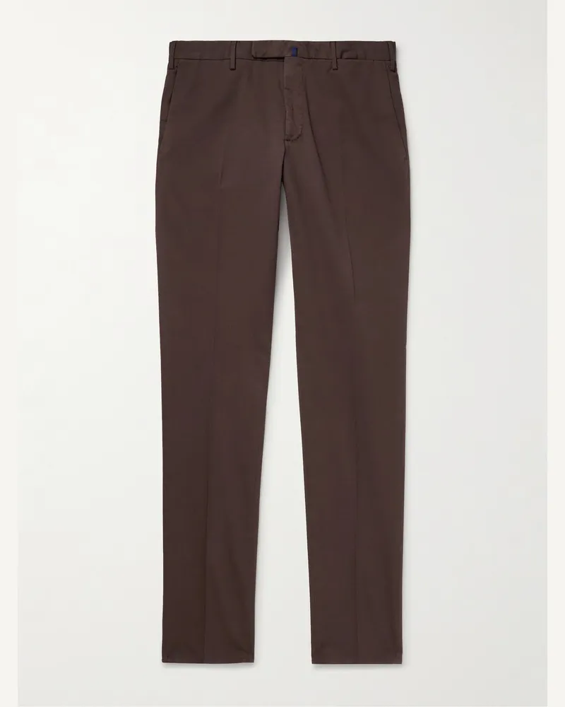 Incotex Venezia 1951 gerade geschnittene Hose aus Stretch-Baumwoll-Twill Braun