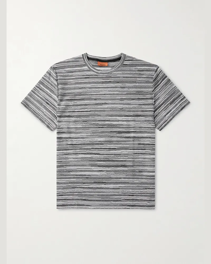 Missoni T-Shirt aus Baumwoll-Jersey mit Jacquard-Muster in Space-Dye-Optik Grau