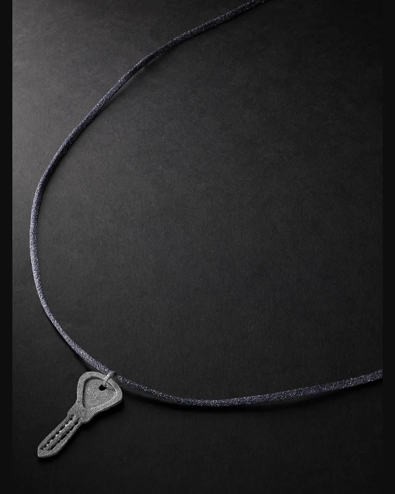 Carolina Bucci Florentine Finish Key White Gold Lurex Pendant Necklace Silver