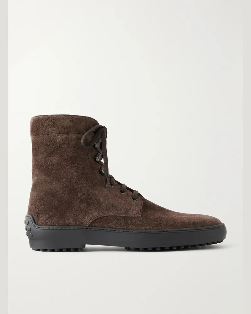 TOD'S Winter Gommino Suede Boots Brown