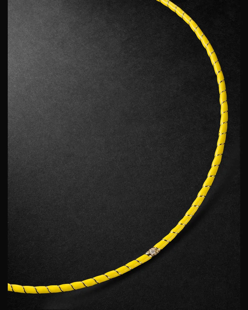 Yvonne Léon Gold, Enamel and Diamond Necklace Yellow