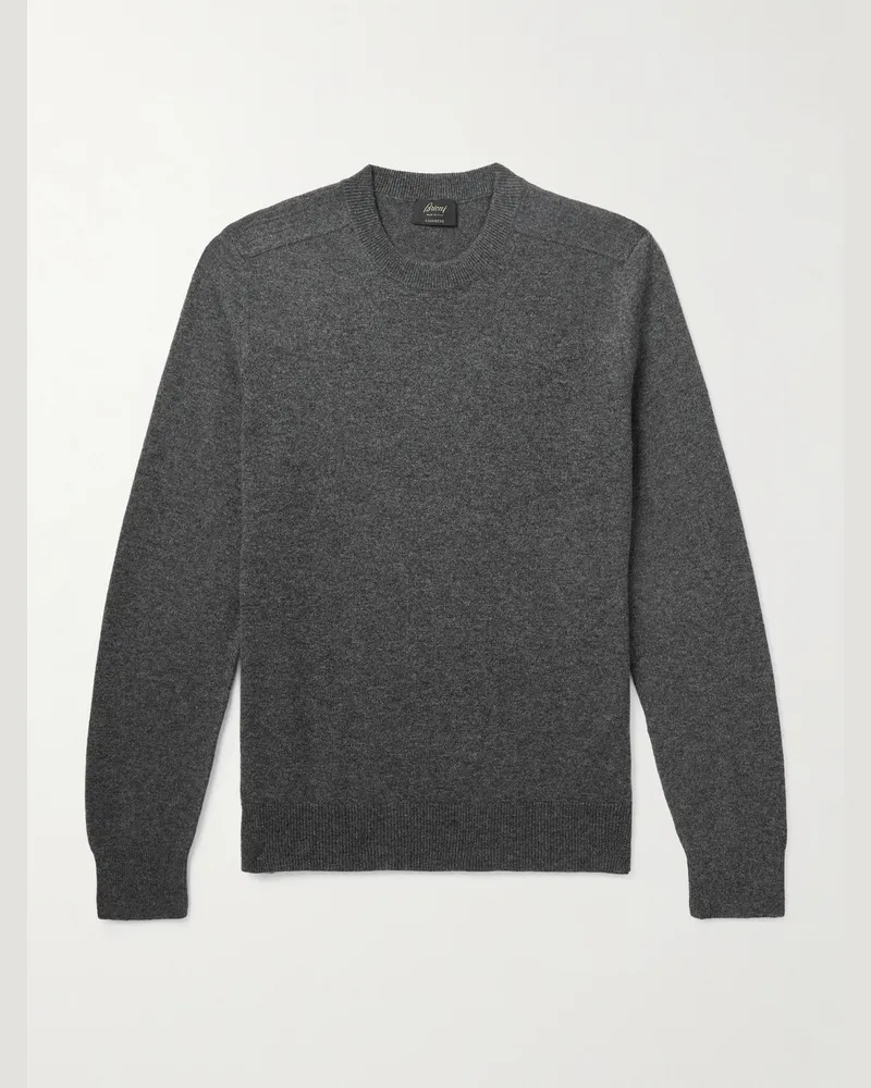 Brioni Schmal geschnittener Pullover aus Kaschmir Grau