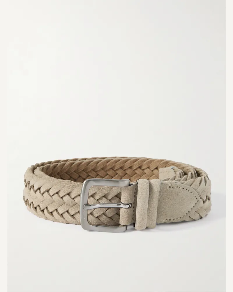 MR P. Gürtel aus geflochtenem Veloursleder, 3,5 cm Neutral