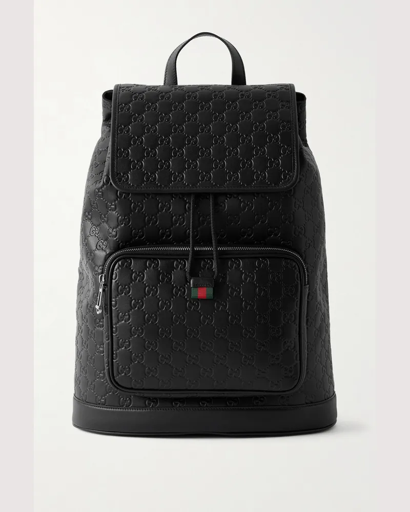 Gucci Arabella Logo-Debossed Leather Backpack Black