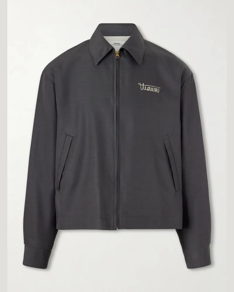 Visvim Kluane Logo-Embroidered Wool and Silk-Blend Blouson Jacket Gray