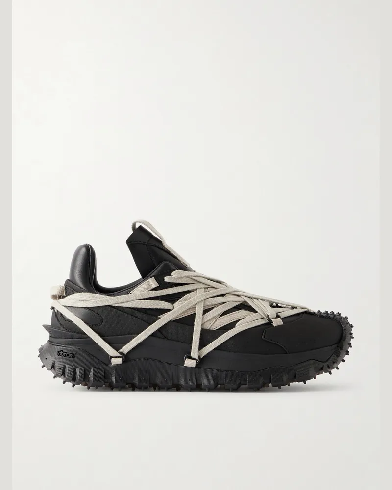 Rick Owens Moncler Trailgrip Megalace® Leather and Rubber Sneakers Black