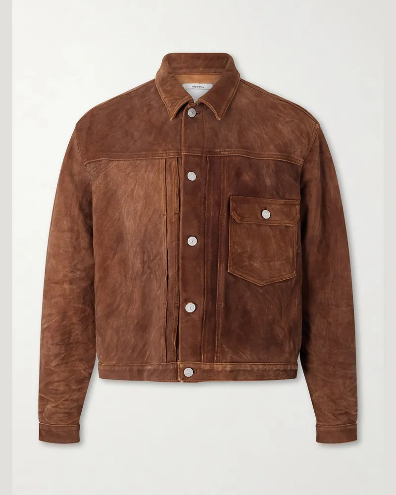 Visvim 102X Cropped Leather Jacket Brown