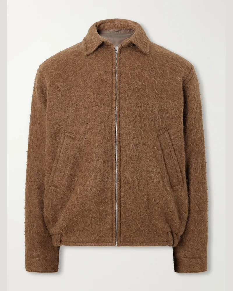 Kaptain Sunshine Brushed Wool-Blend Woven Blouson Jacket Brown