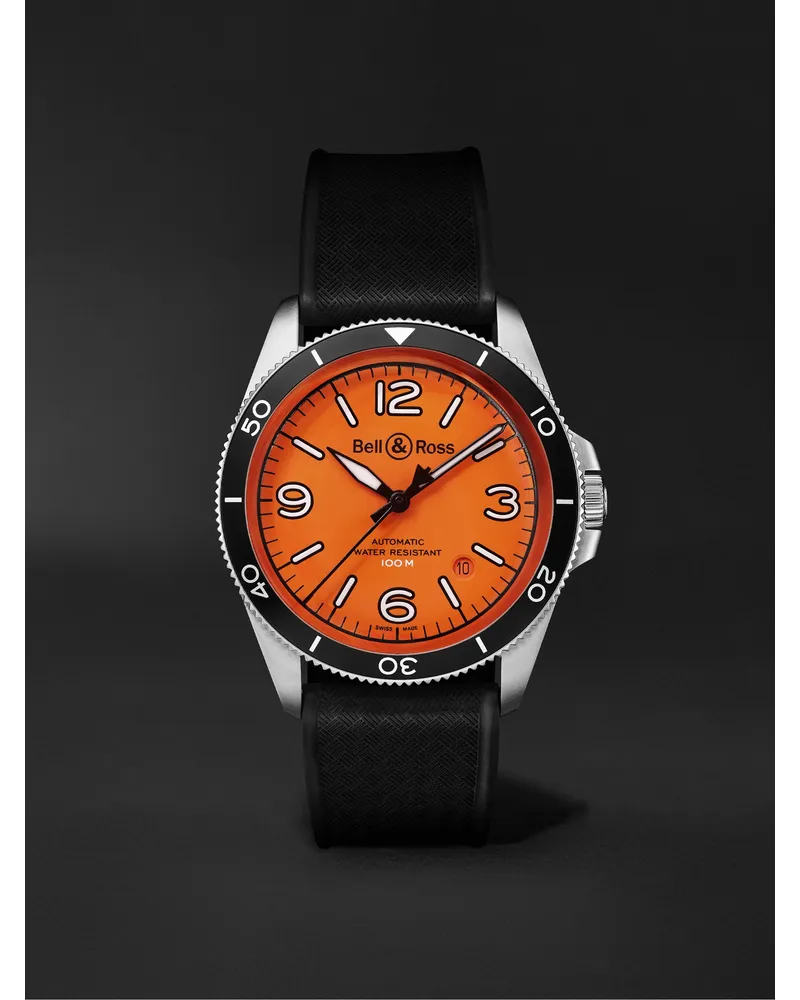 Bell & Ross Br V2 92 Orange Limited Edition Automatic 41 Mm Uhr Aus Edelstahl Mit Kautschukarmband Ref. Nr. Brv292 O St/Srb