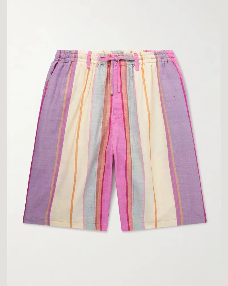 KARDO Milo gerade geschnittene Shorts aus Seide mit Kordelzugbund und Streifen Pink