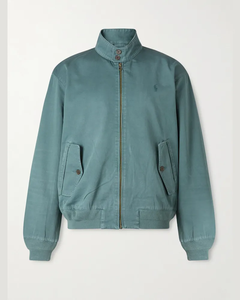 Ralph Lauren Bedford Logo-Embroidered Cotton-Twill Bomber Jacket Green