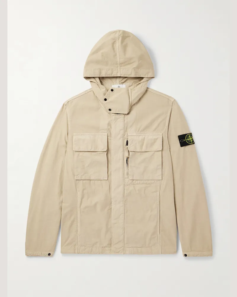 Stone Island Jacke aus Biobaumwoll-Canvas mit Logodetail Neutral
