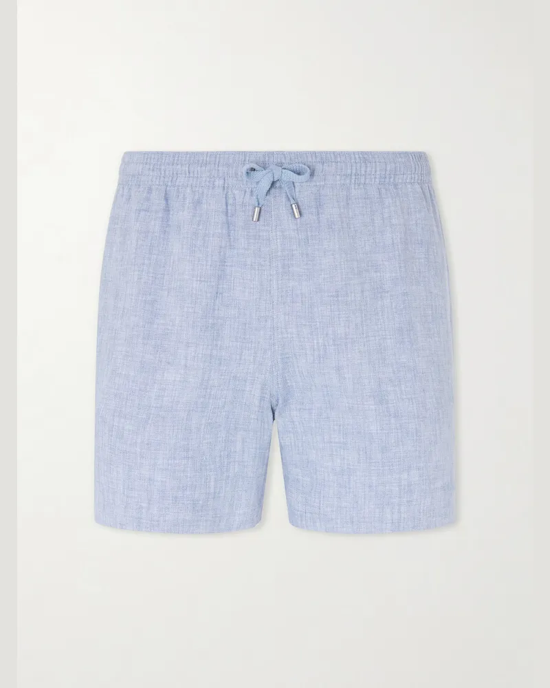 Ralph Lauren Amalfi Straight-Leg Drawstring Linen-Blend Shorts Blue