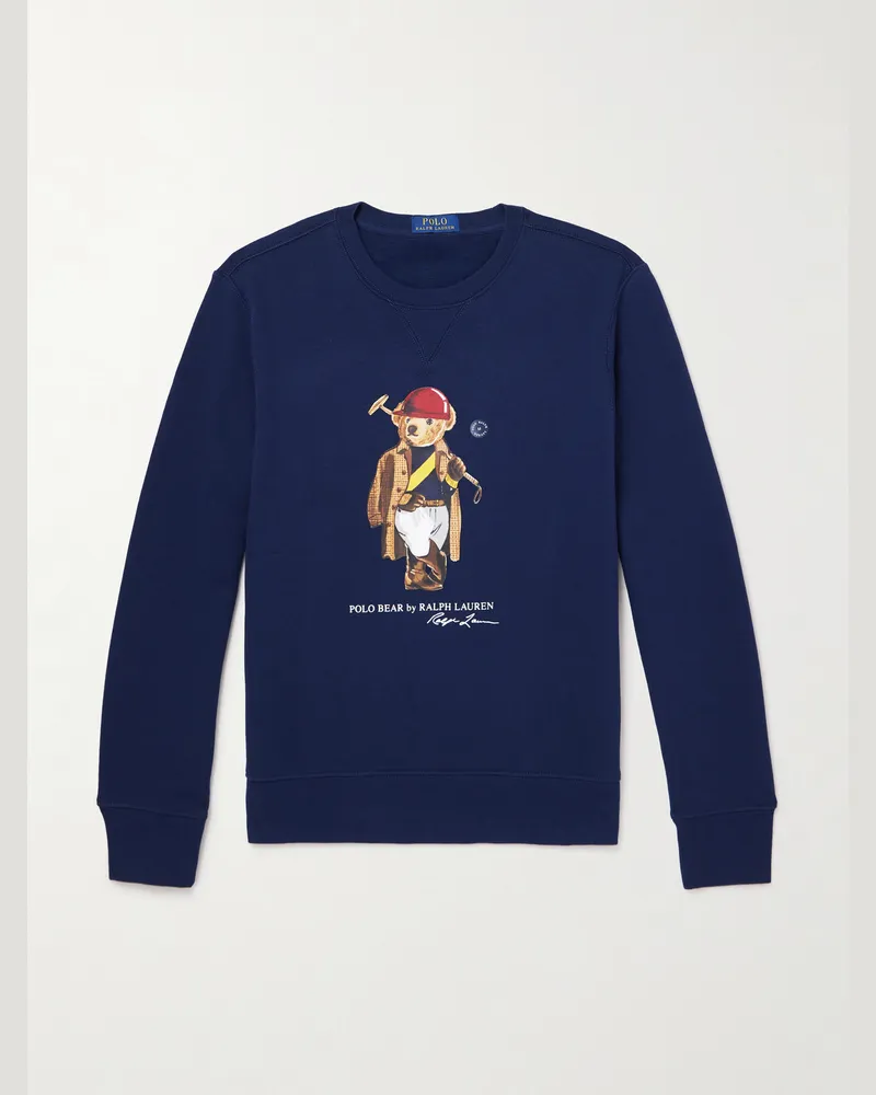 Ralph Lauren Printed Cotton-Blend Jersey Sweatshirt Blue