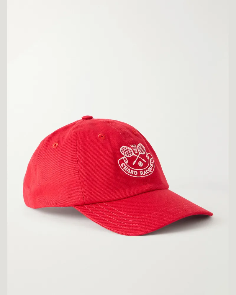 Drake's Embroidered Cotton-Twill Cap Red