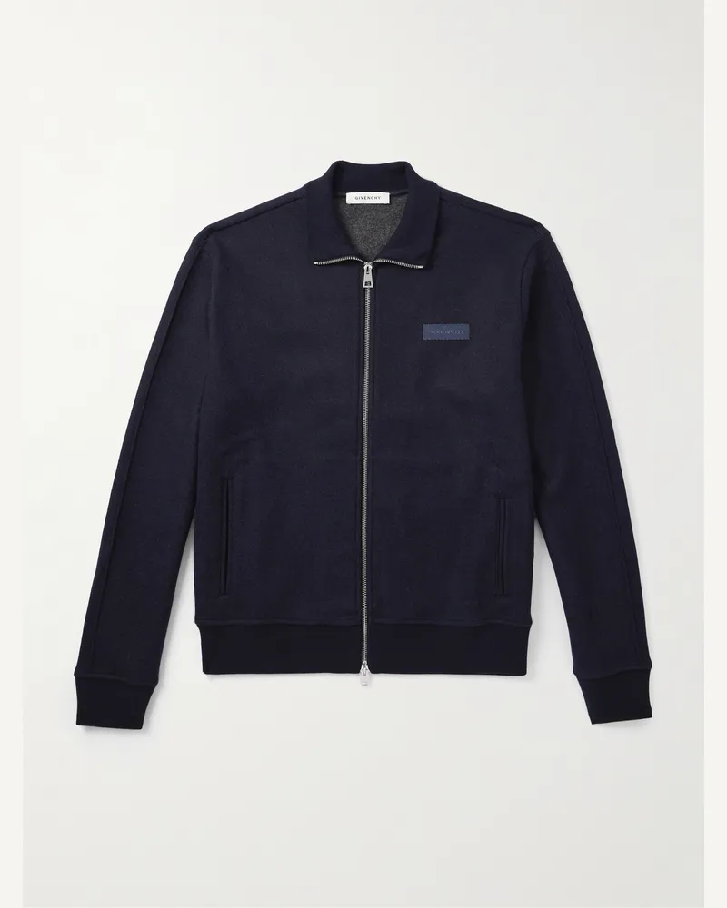 Givenchy Jacke aus einer Wollmischung mit Logoapplikation Blau
