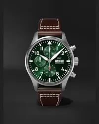 IWC Pilot's Automatic Chronograph 43 mm Uhr aus Edelstahl mit Lederarmband, Ref.-Nr.  IW378005 Grün