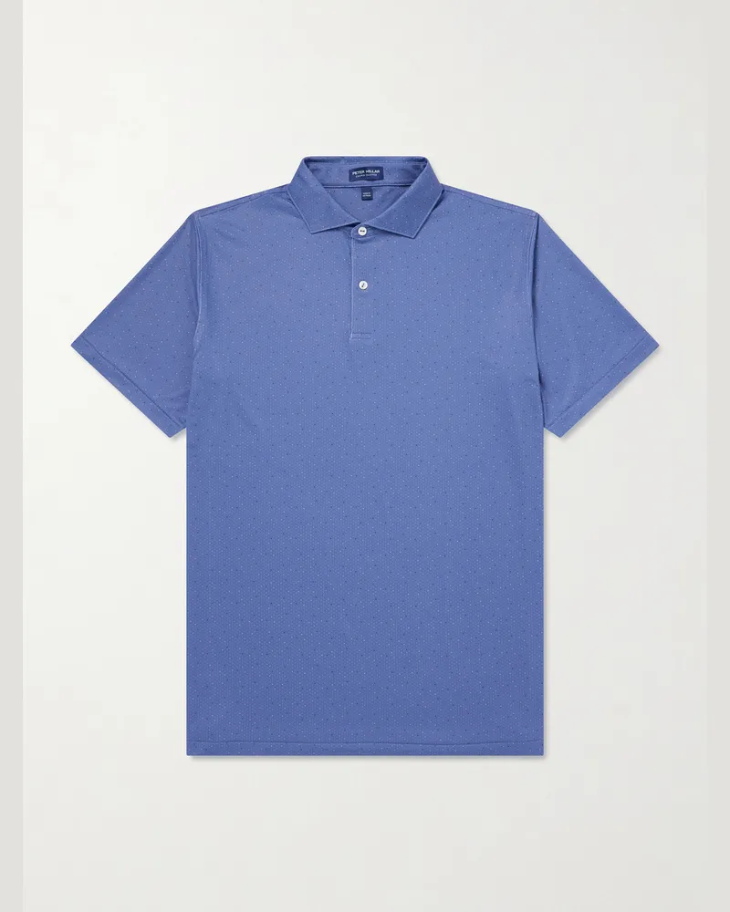 Peter Millar Tenuto Printed Stretch-Jersey Polo Shirt Blue