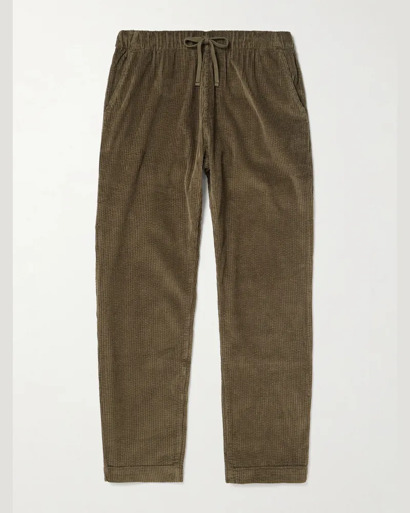 Hartford Joggy Straight-Leg Cotton-Corduroy Drawstring Trousers Brown