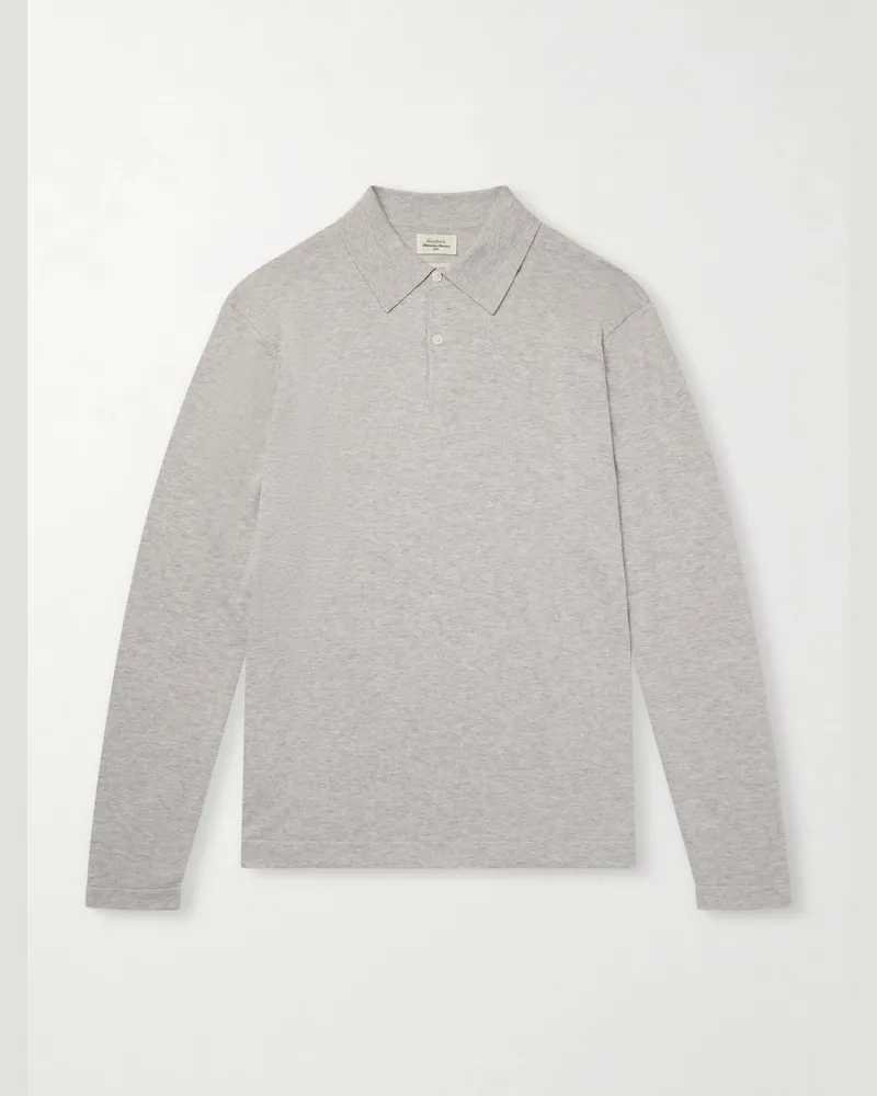 Hartford Cotton and Cashmere-Blend Polo Shirt Gray
