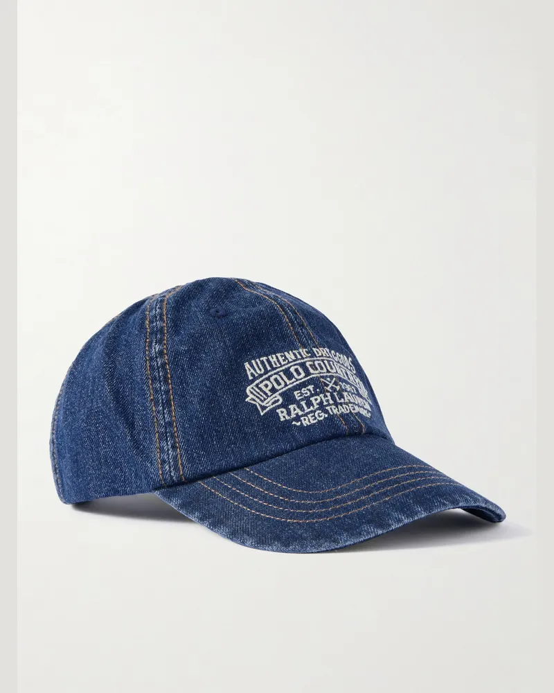 Ralph Lauren Polo Country Logo-Embroidered Denim Baseball Cap Blue