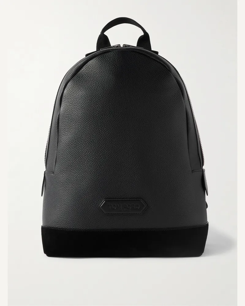 Tom Ford Rucksack aus vollnarbigem Leder mit Velourslederbesatz Schwarz