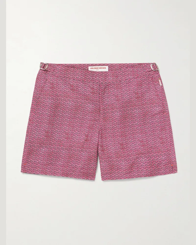 Orlebar Brown Bulldog Riptide gerade geschnittene mittellange Badeshorts aus recyceltem Shell mit Print Pink