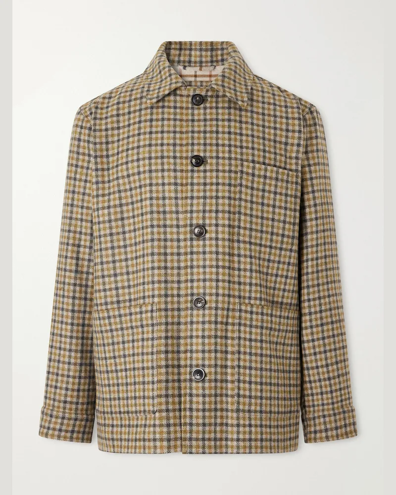 PURDEY Checked Wool-Twill Overshirt Neutrals